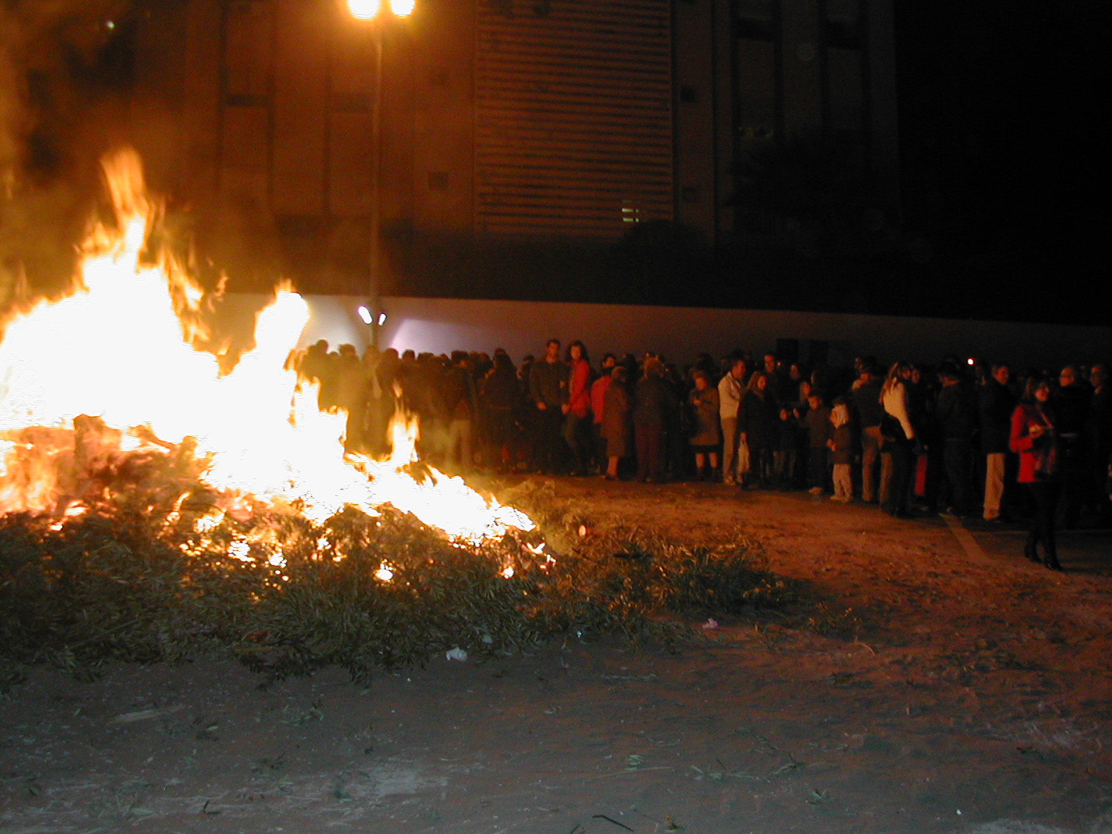 Una lumbre de San Antón ardiendo en una calle de Jaén
