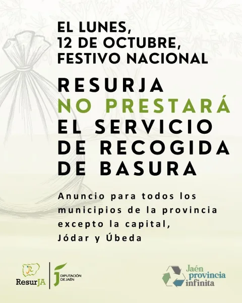 Imagen de la noticia: Orcera no tendrá recogida de basura el lunes 12 de octubre por el festivo nacional