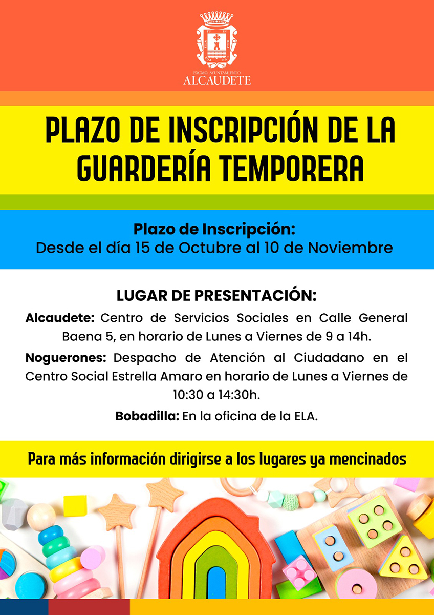 Imagen de la noticia: Abierto el plazo para solicitar las guarderías temporeras de Alcaudete