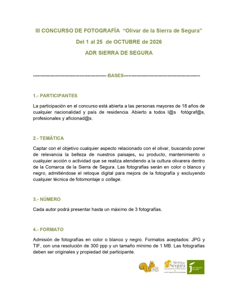 Imagen de la noticia: Abierto el plazo del III Concurso de Fotografía del Olivar de la Sierra de Segura