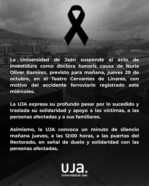 Imagen de la noticia: La UJA suspende la investidura de Nuria Oliver por el accidente de Urda